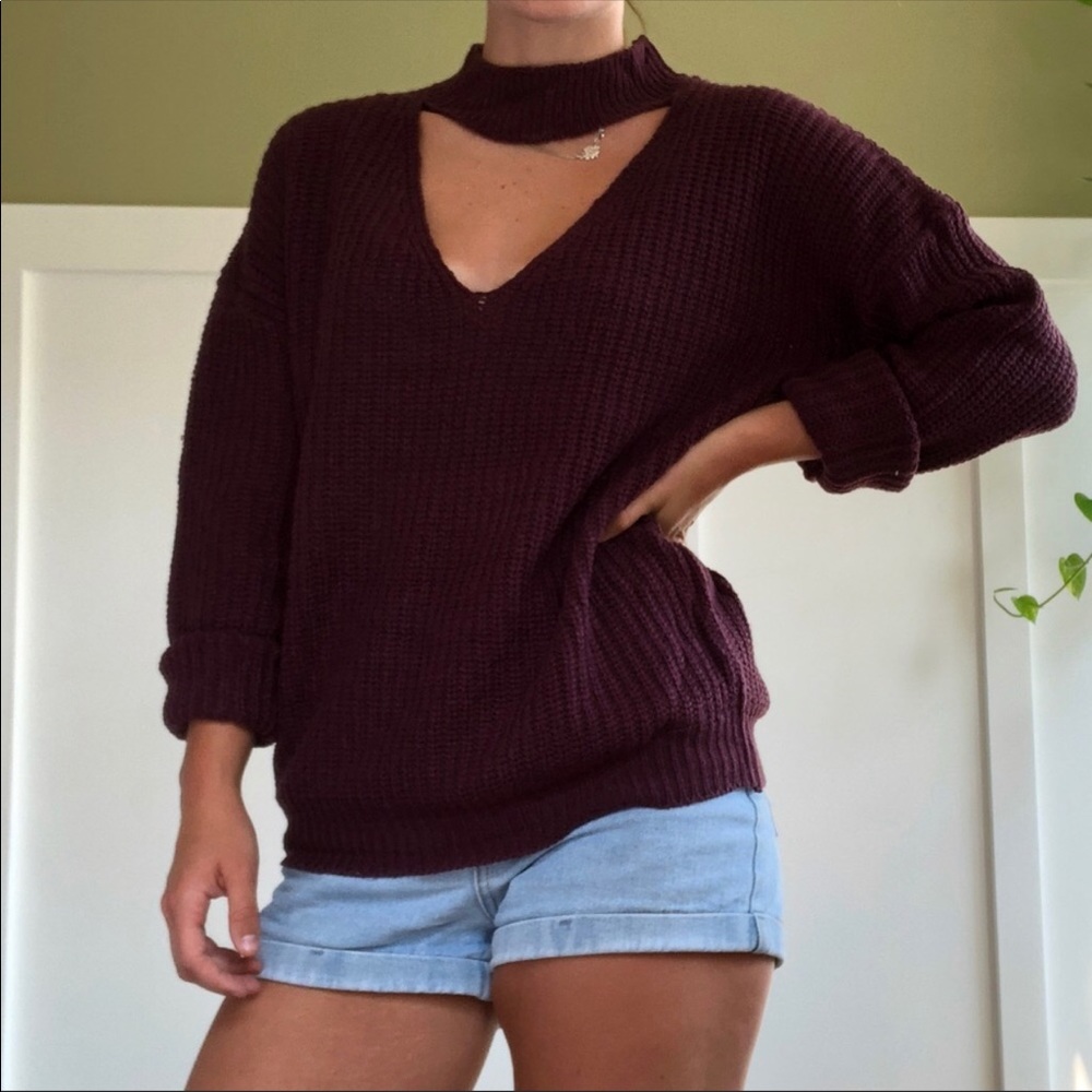 Polly & Esther Plum sweater Size M